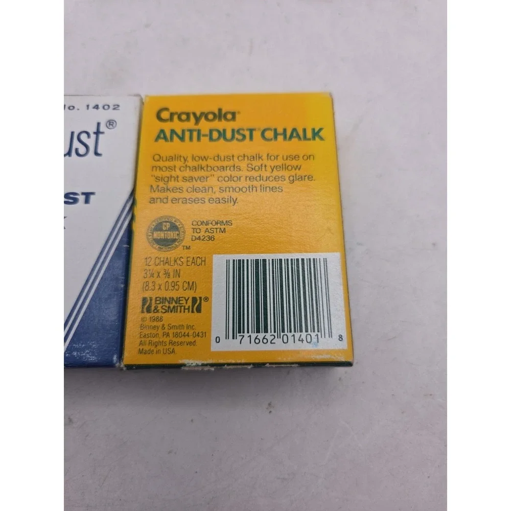 Anti-Dust White Chalk No. 1402 Binney-Smith -9 W/ 1988 Crayola 1401 YLW - 6